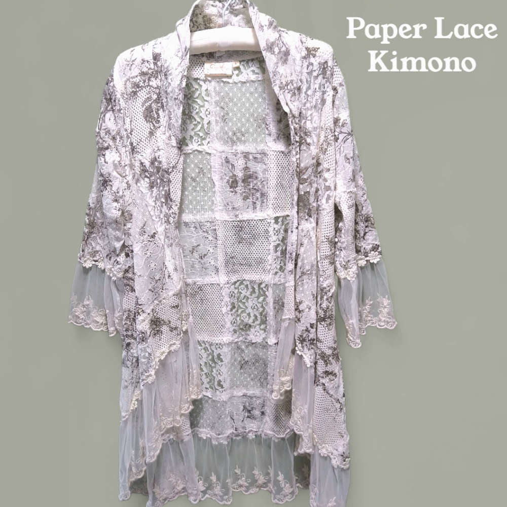 Paper Lace Cottagecore Lace and Eyelit Patchwork Kimono